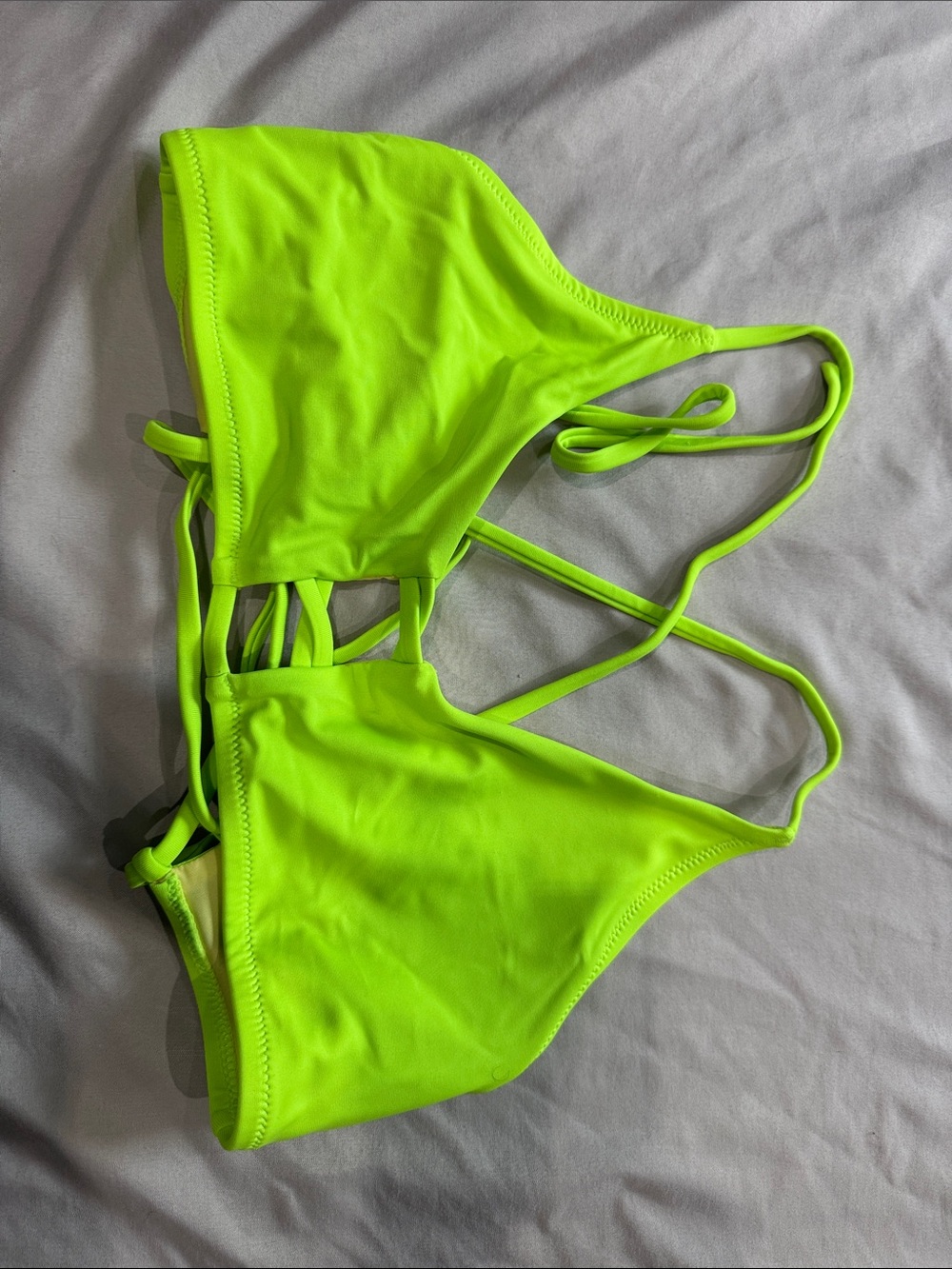 RELLECIGA Neon Yellow Green Strappy Bikini Top